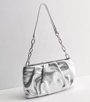 New Look Silver Metallic Pouch Shoulder Bag